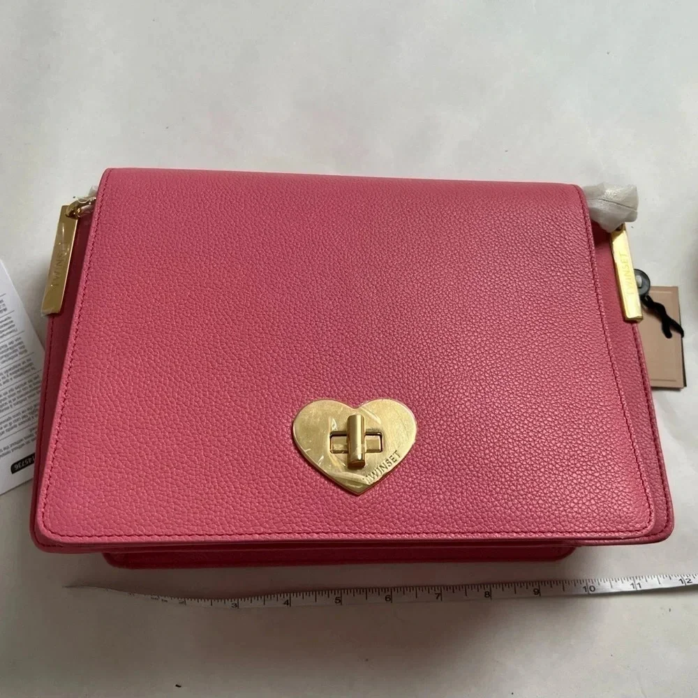 NEW Twinset Italy Gorgeous Pink Eco Vegan Leather Crossbody Shoulder Bag Purse